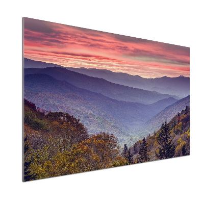 Crédence de cuisine en verre Coucher de soleil sur les montagnes