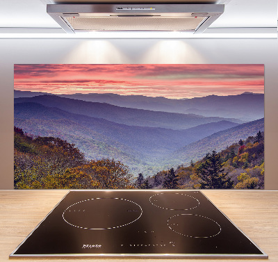 Crédence de cuisine en verre Coucher de soleil sur les montagnes