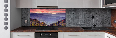 Crédence de cuisine en verre Coucher de soleil sur les montagnes