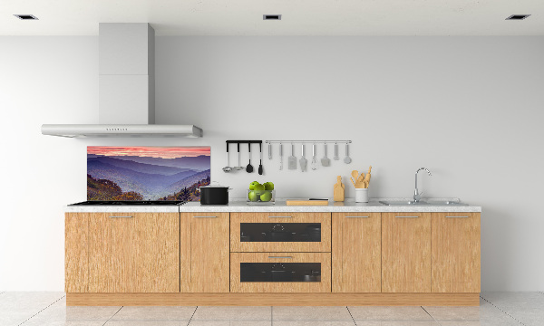 Crédence de cuisine en verre Coucher de soleil sur les montagnes