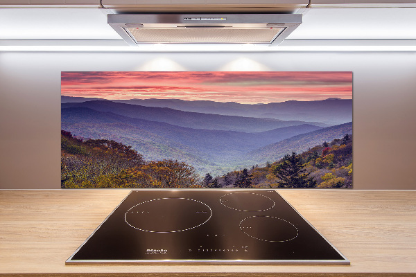 Crédence de cuisine en verre Coucher de soleil sur les montagnes