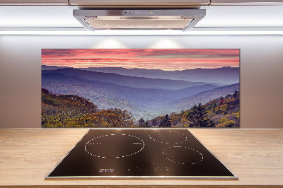 Crédence de cuisine en verre Coucher de soleil sur les montagnes
