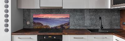 Crédence de cuisine en verre Coucher de soleil sur les montagnes