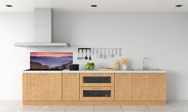 Crédence de cuisine en verre Coucher de soleil sur les montagnes