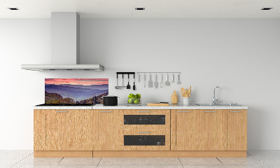 Crédence de cuisine en verre Coucher de soleil sur les montagnes