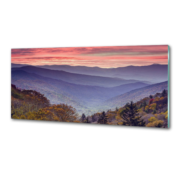Crédence de cuisine en verre Coucher de soleil sur les montagnes