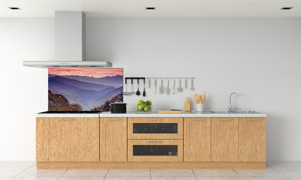Crédence de cuisine en verre Coucher de soleil sur les montagnes