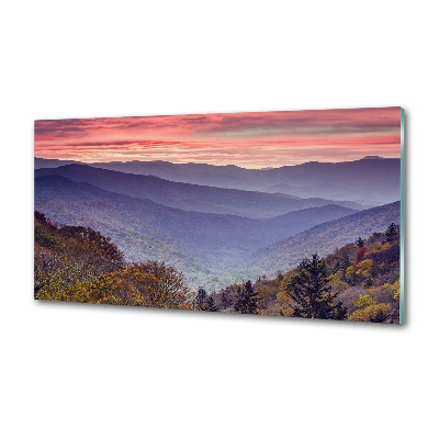Crédence de cuisine en verre Coucher de soleil sur les montagnes