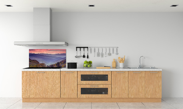 Crédence de cuisine en verre Coucher de soleil sur les montagnes