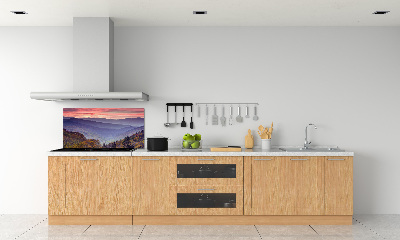 Crédence de cuisine en verre Coucher de soleil sur les montagnes