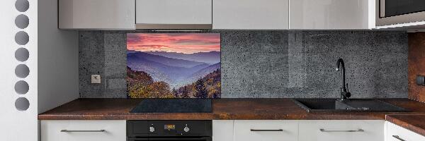 Crédence de cuisine en verre Coucher de soleil sur les montagnes