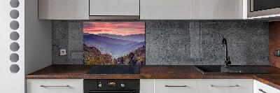 Crédence de cuisine en verre Coucher de soleil sur les montagnes