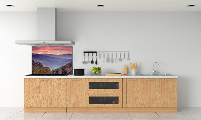 Crédence de cuisine en verre Coucher de soleil sur les montagnes