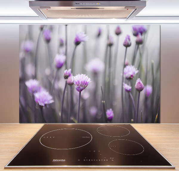 Crédence en verre avec motif Fleurs de ciboulette