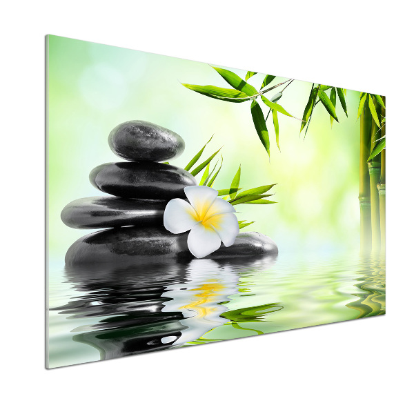 Crédence en verre avec motif Plumeria et bambou