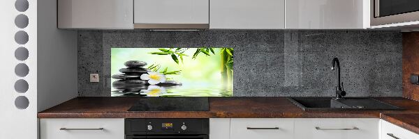 Crédence en verre avec motif Plumeria et bambou