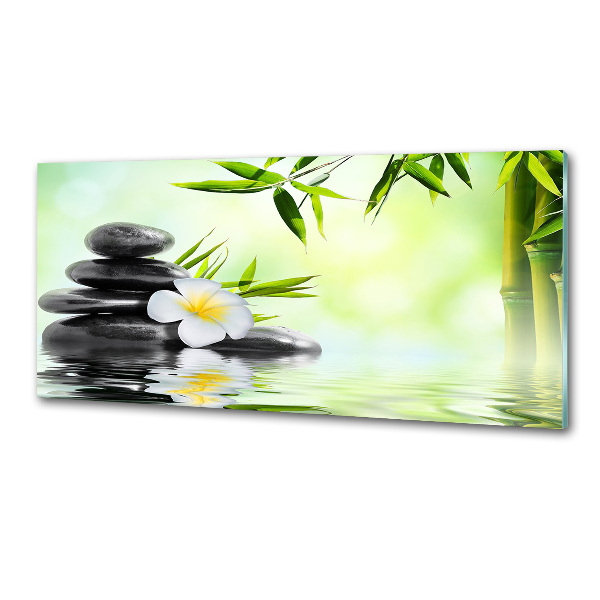 Crédence en verre avec motif Plumeria et bambou