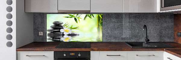 Crédence en verre avec motif Plumeria et bambou