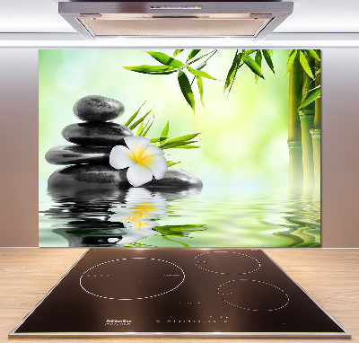 Crédence en verre avec motif Plumeria et bambou