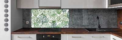 Crédence en verre cuisine Motif des feuilles vertes