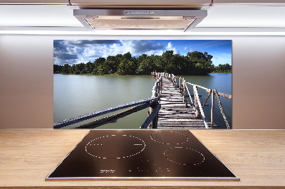 Crédence cuisine en verre Pont en bois