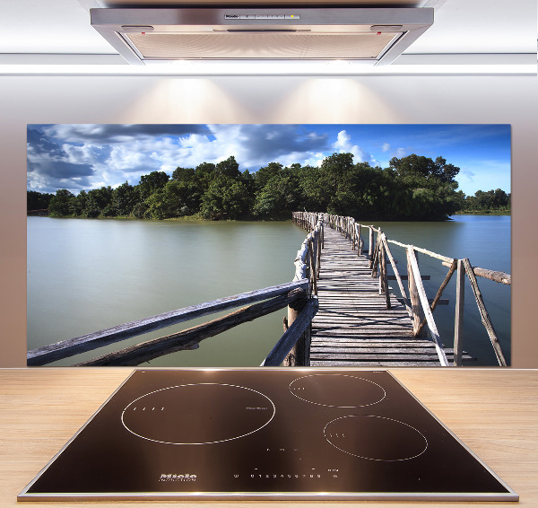 Crédence cuisine en verre Pont en bois