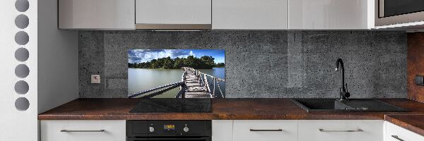 Crédence cuisine en verre Pont en bois