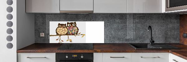Panneaux muraux cuisine Deux hiboux sur une branche