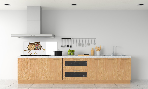 Panneaux muraux cuisine Deux hiboux sur une branche
