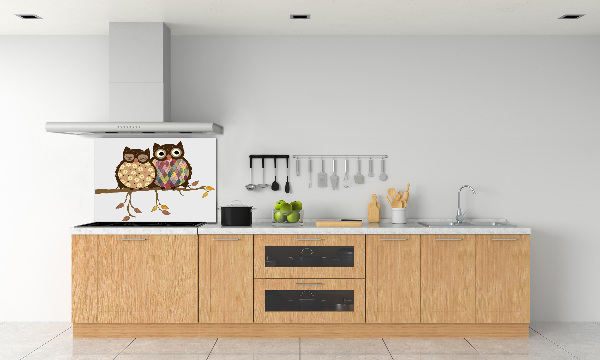 Panneaux muraux cuisine Deux hiboux sur une branche