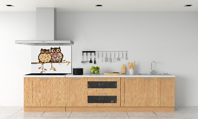 Panneaux muraux cuisine Deux hiboux sur une branche