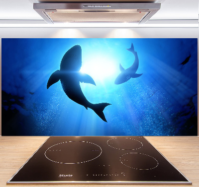 Crédence cuisine en verre Deux requins