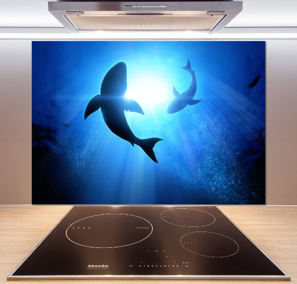 Crédence cuisine en verre Deux requins