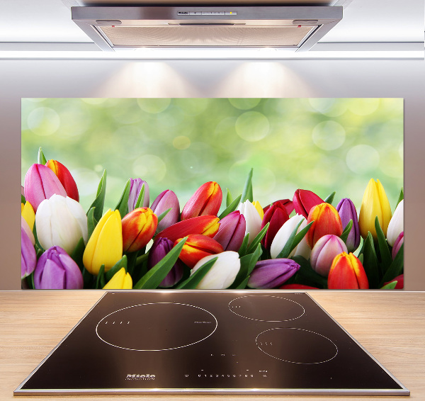 Verre pour crédence Tulipes colorées