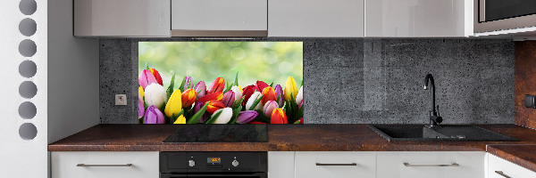 Verre pour crédence Tulipes colorées