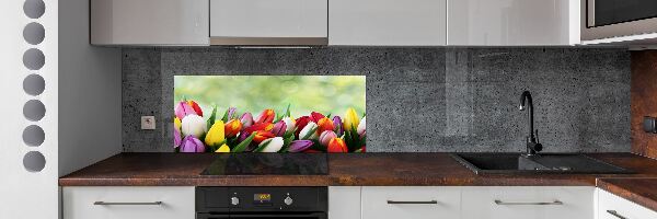 Verre pour crédence Tulipes colorées