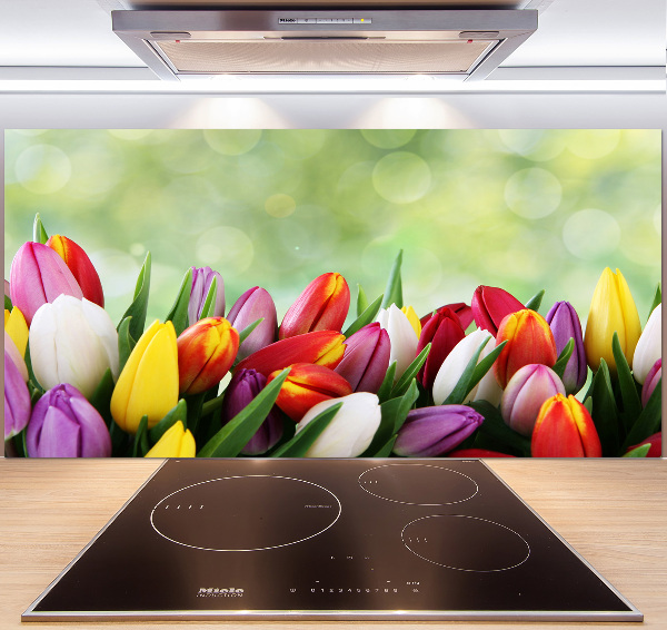 Verre pour crédence Tulipes colorées