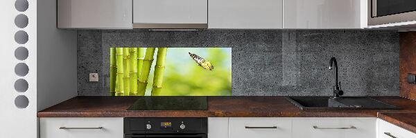 Crédence cuisine en verre trempé Bambou et papillon