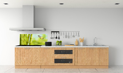 Crédence cuisine en verre trempé Bambou et papillon