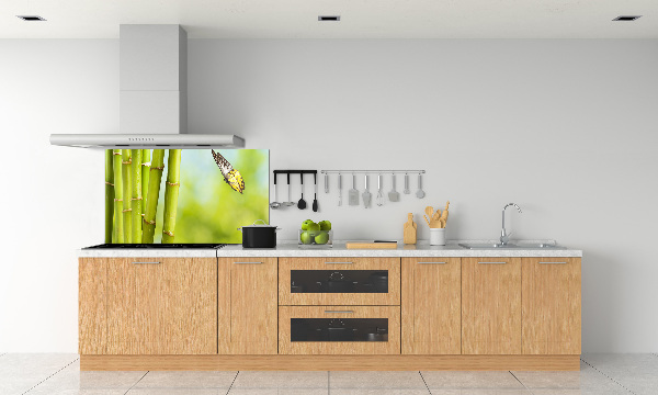 Crédence cuisine en verre trempé Bambou et papillon