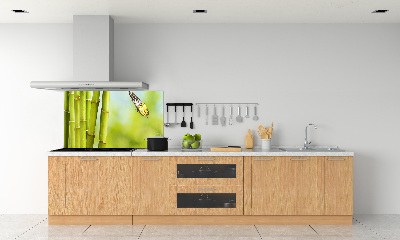 Crédence cuisine en verre trempé Bambou et papillon