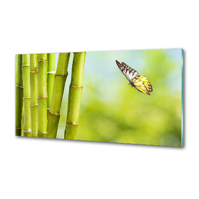 Crédence cuisine en verre trempé Bambou et papillon