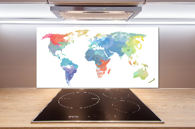 Crédence en verre cuisine Carte du monde
