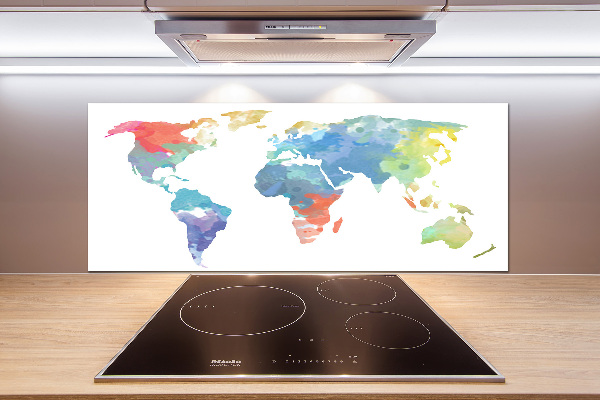 Crédence en verre cuisine Carte du monde