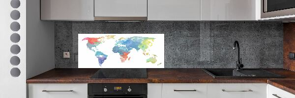 Crédence en verre cuisine Carte du monde