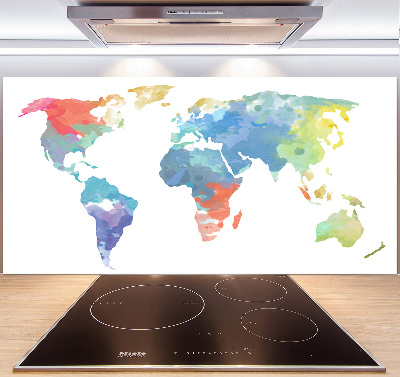 Crédence en verre cuisine Carte du monde