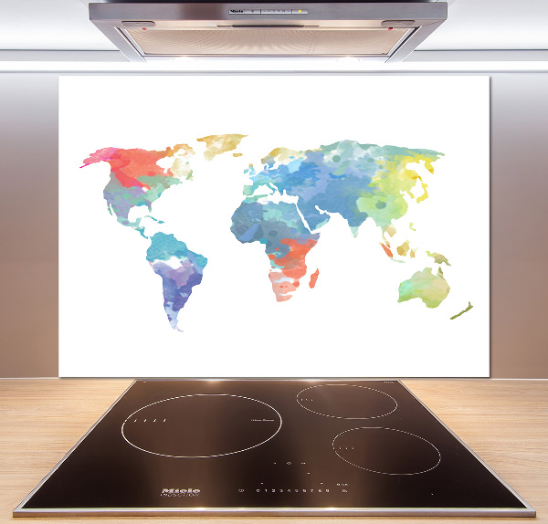 Crédence en verre cuisine Carte du monde
