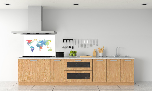 Crédence en verre cuisine Carte du monde