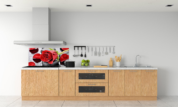 Panneau crédence cuisine Rose rouge