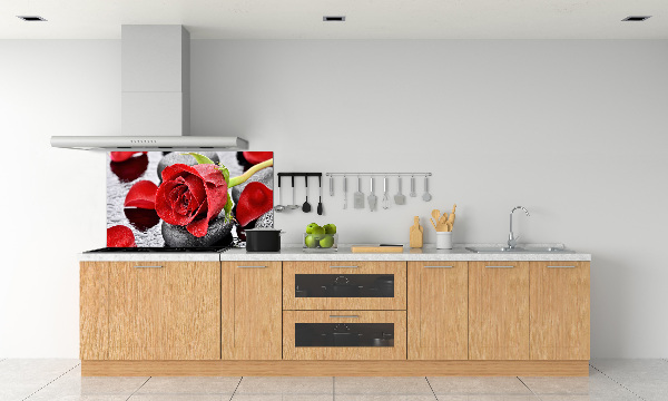 Panneau crédence cuisine Rose rouge
